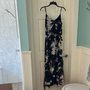 Lulu's Black Floral Maxi Sundress Spaghetti Strap